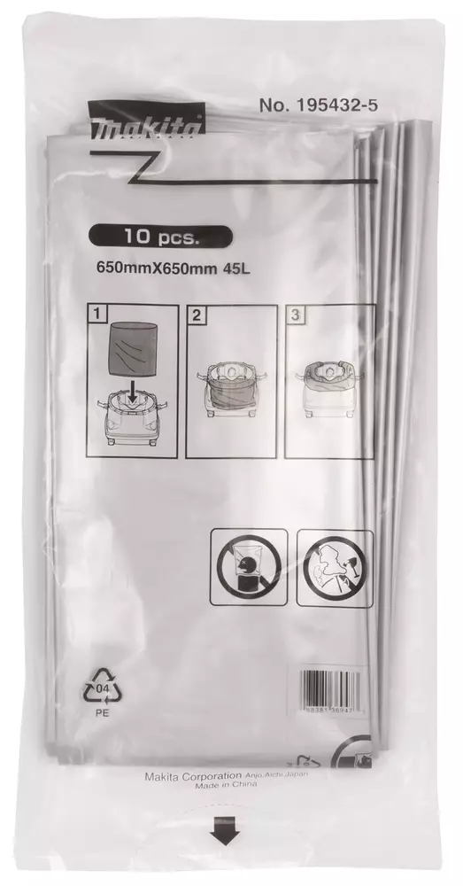 MAKITA Pölysäkki muovia 10 kpl. Helpottaa säiliön tyhjentämistä 195432-5 - Makita Pölypussit ja suodattimet - 088381369473 - 1