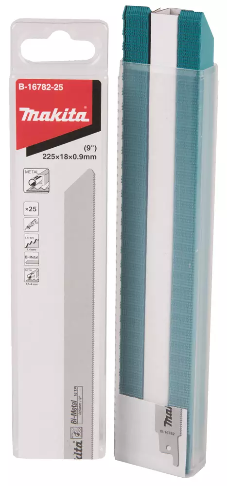MAKITA Puukkosahanterä 225 x 0,9 mm, metalli, 25 kpl B-16782-25 - Makita Puukkosahanterät - 088381485913 - 1