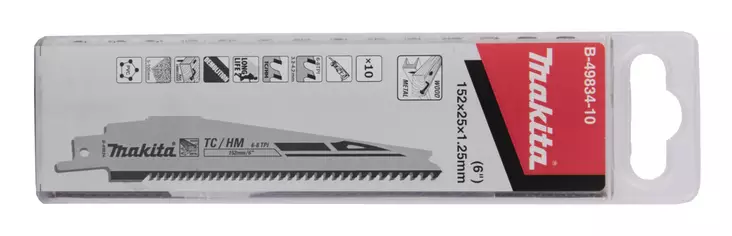 MAKITA Puukkosahanterä HM 152 x 1,25 mm, metallinen puu, muovi ja lasikuitu, 10 kpl B-49834-10 - Makita Puukkosahanterät - 088381490313 - 1