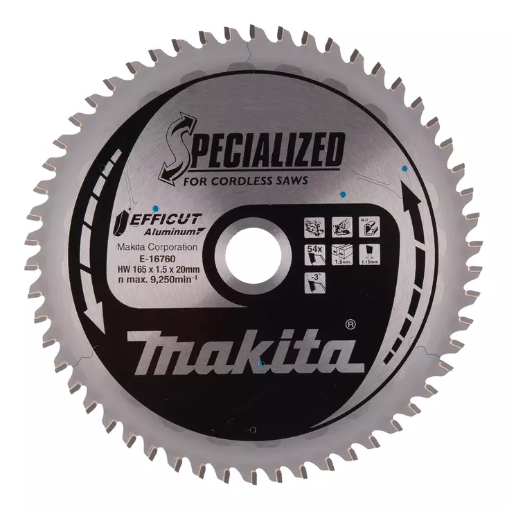 MAKITA Pyörösahanterä HM 165 mm, Z-56 E-16760 / B-56714 - Makita Käsipyörösahojen terät - 088381791823 - 5