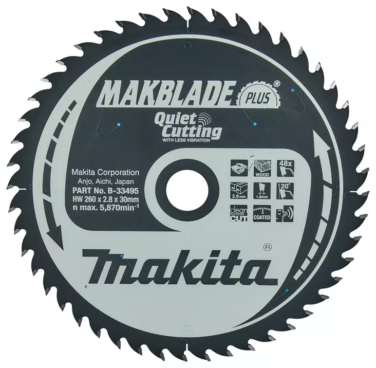 MAKITA Pyörösahanterä HM 260 mm, Z-48 B-33495 / B-09824 - Makita Jiiri- ja pöytäsahojen terät - 088381336833 - 4