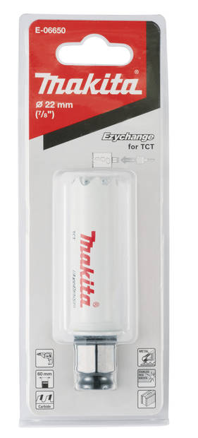 MAKITA Reikäsahanterä T.C.T Multi Purpose, 22 mm, Ezychange E-06650 - Reikäsahanterät - 088381570374 - 2