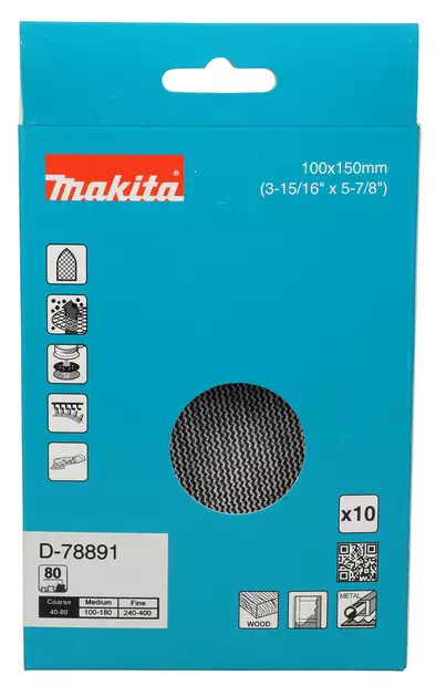 MAKITA Hiomaverkko Delta 100 x 150 mm K80 10 kpl D-78891 - Makita Hiomaverkot ja suoja-alustat - 197050354594 - 2