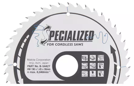 MAKITA Pyörösahanterä HM 190 mm, Z-44 B-54427 - Makita Käsipyörösahojen terät - 088381477574 - 1