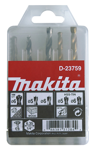 MAKITA Poranteräsarja 1/4" bitsikiinnitys, 5-osaa D-23759 - Poranterä- ja konekärkisarjat - 088381312844 - 1