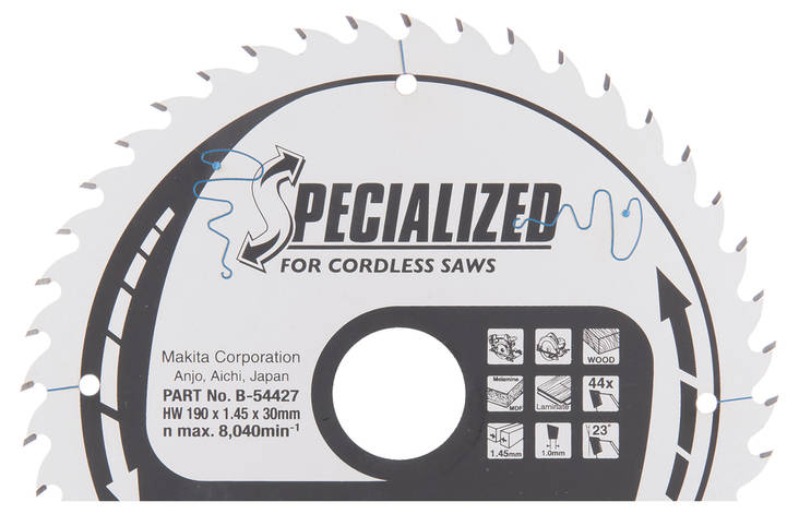 MAKITA Pyörösahanterä HM 190 mm, Z-44 B-54427 - Käsipyörösahojen terät - 088381477574 - 1