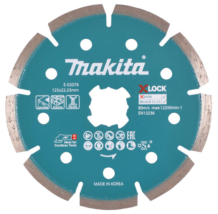 MAKITA Timanttikatkaisulaikka 125 mm, X-Lock, segmenttikorkeus 7 mm E-02076 - Timanttilaikat, -kupit ja terät - 088381556224 - 1
