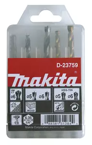 MAKITA Poranteräsarja 1/4" bitsikiinnitys, 5-osaa D-23759 - Makita Poranterä- ja konekärkisarjat - 088381312844 - 1