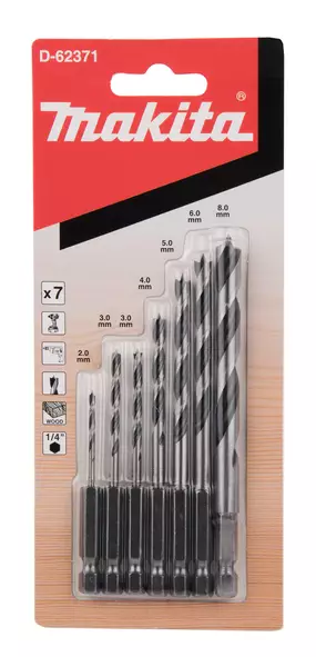 MAKITA Puuporanteräsarja 1/4" bitsikiinnitys, 7-osaa D-62371 - Makita Poranterä- ja konekärkisarjat - 088381497404 - 1