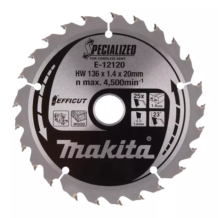 MAKITA Pyörösahanterä HM 136mm, Z-25 E-12120 - Makita Käsipyörösahojen terät - 088381585484 - 1
