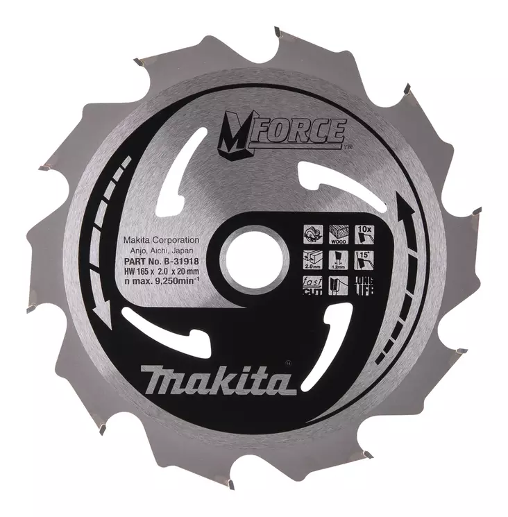 MAKITA Pyörösahanterä HM 165 mm, Z-10 B-31918 / B-07886 - Makita Käsipyörösahojen terät - 088381337854 - 5