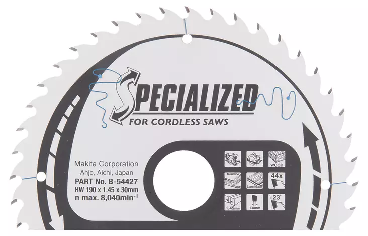 MAKITA Pyörösahanterä HM 190 mm, Z-44 B-54427 - Makita Käsipyörösahojen terät - 088381477574 - 1