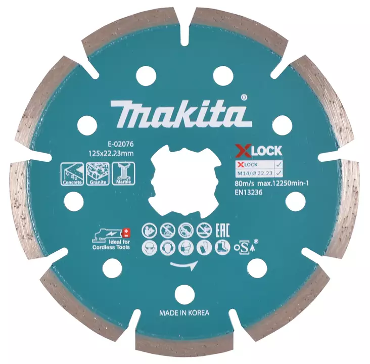 MAKITA Timanttikatkaisulaikka 125 mm, X-Lock, segmenttikorkeus 7 mm E-02076 - Makita Timanttilaikat, -kupit ja terät - 088381556224 - 1