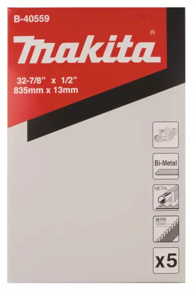 MAKITA Vannesahanterä BiM 13 x 0,5 x 835 mm, 18tpi, 5kpl B-40559 - Makita Metallintyöstökoneiden tarvikkeet - 088381438384 - 1