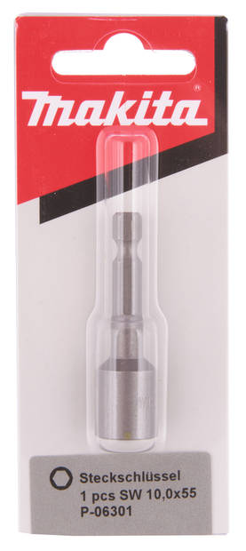 MAKITA Kuusiohylsy 10 x 55 mm - 1/4" P-06301 - Konekärjet ja bitsinpitimet - 088381946995 - 2