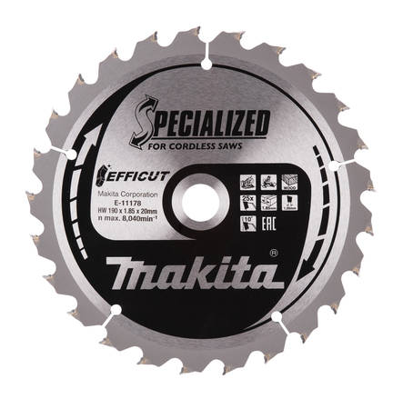 MAKITA Pyörösahanterä 190 x 20 x 1,85 mm, Z-25 puulle E-11178 - Jiiri- ja pöytäsahojen terät - 088381581875 - 3