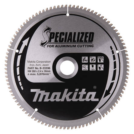 MAKITA Pyörösahanterä HM 260 mm, Z-100 B-33336 - Jiiri- ja pöytäsahojen terät - 088381422215 - 5