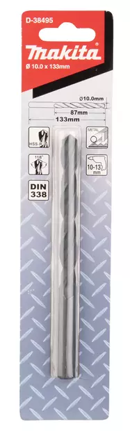 MAKITA Metalliporanterä HSS-R 10,00 x 133 mm D-38495 - Makita Metalliporanterät - 088381398985 - 2
