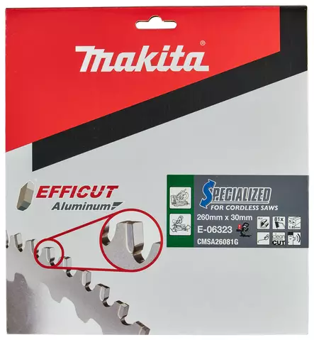 MAKITA Pyörösahanterä 260 x 30 x 1,85 mm, Z-81 alumiinille, Efficut, jiirisahoille E-06323 - Makita Jiiri- ja pöytäsahojen terät - 088381568975 - 4