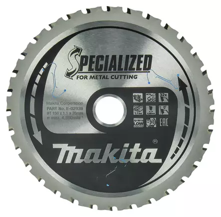 MAKITA Pyörösahanterä HM 150x20 mm, Z-32 metallille 3-12 mm E-02939 - Makita Käsipyörösahojen terät - 088381545235 - 4