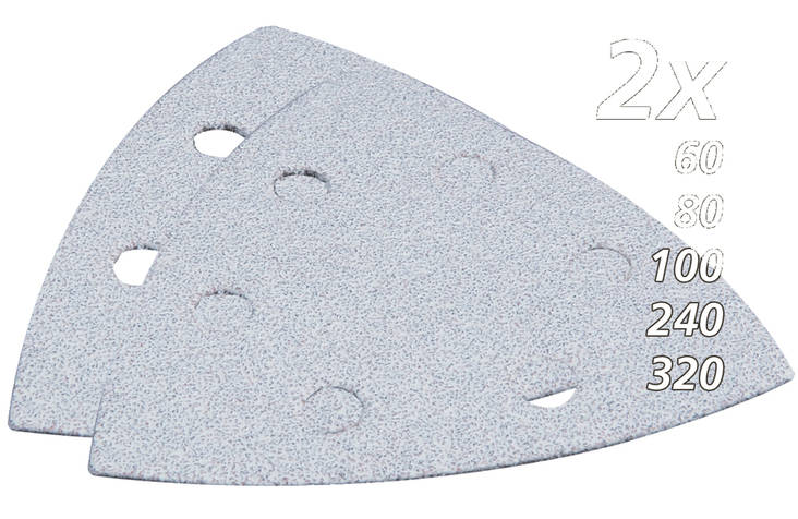 MAKITA Hiomapaperisarja, hiomapaperikolmio, K60, 80, 100, 240, 320, x2 kpl, valkoinen B-21674 - Makita Monitoimikoneet - 088381401135 - 1