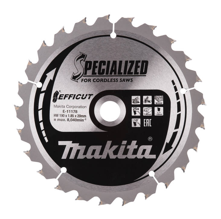 MAKITA Pyörösahanterä 190 x 20 x 1,85 mm, Z-25 puulle E-11178 - Jiiri- ja pöytäsahojen terät - 088381581875 - 3