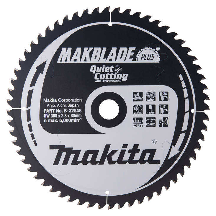MAKITA Pyörösahanterä HM 305 mm, Z-60 B-32546 / B-08713 - Jiiri- ja pöytäsahojen terät - 088381421355 - 4