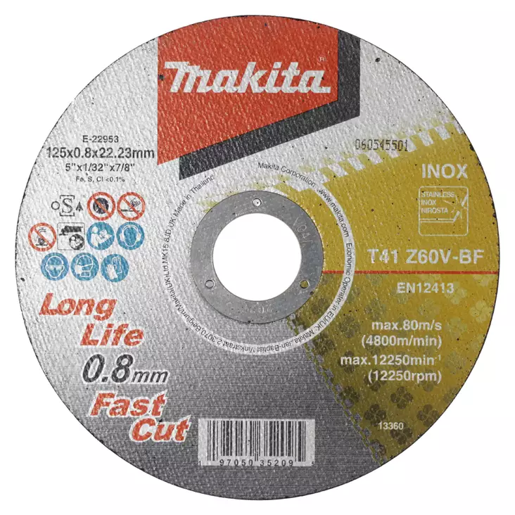 MAKITA Katkaisulaikka metalli 125 x 0,8 mm E-22953 - Laikat - 197050352095 - 1