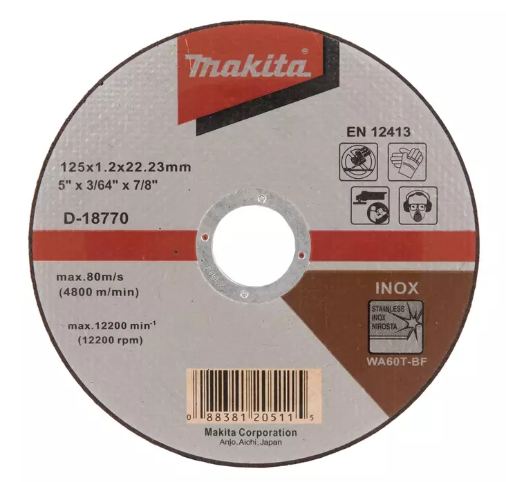 MAKITA Katkaisulaikka metalli 125 x 1,2 mm D-18770 - Makita Laikat - 088381205115 - 1