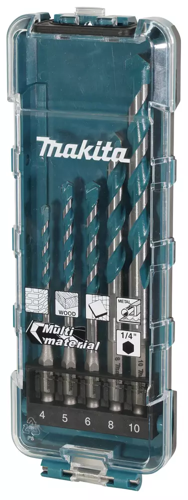 MAKITA Monikäyttöporanteräsarja 1/4" Hex 4-10 mm 5-osainen E-16732 - Makita Poranterä- ja konekärkisarjat - 088381786645 - 1
