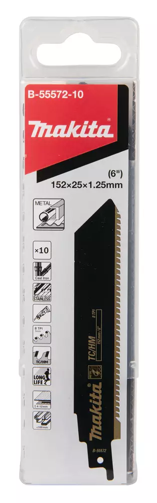 MAKITA Puukkosahanterä 152 x 1,25 mm, metalli, 10 kpl B-55572-10 - Makita Puukkosahanterät - 088381529105 - 1