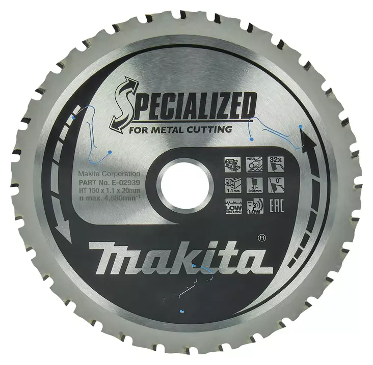 MAKITA Pyörösahanterä HM 150x20 mm, Z-32 metallille 3-12 mm E-02939 - Makita Käsipyörösahojen terät - 088381545235 - 4