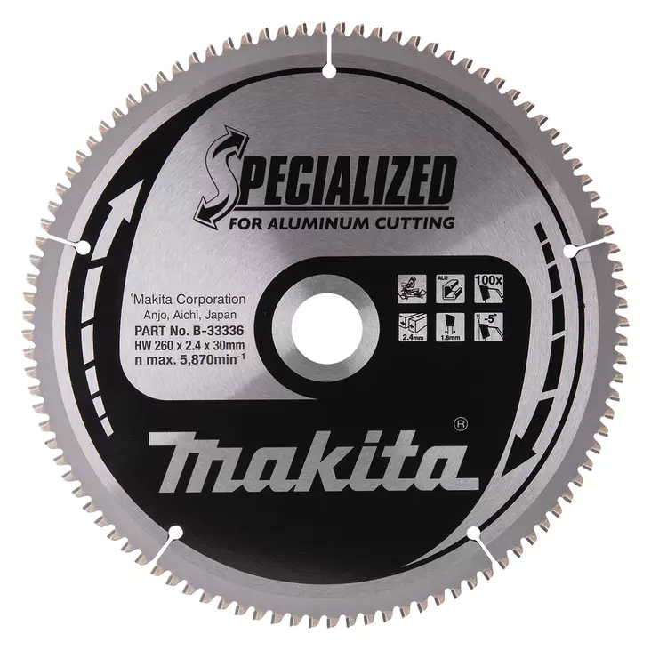 MAKITA Pyörösahanterä HM 260 mm, Z-100 B-33336 - Makita Jiiri- ja pöytäsahojen terät - 088381422215 - 5