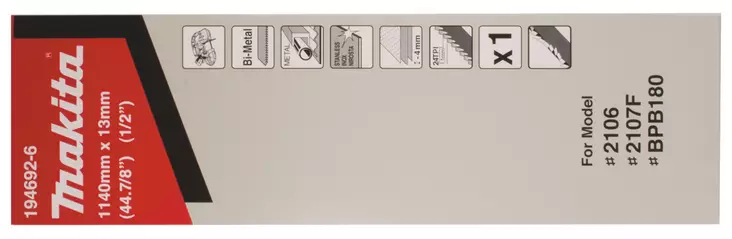 MAKITA Vannesahanterä BiM , 13 mm x 0,5 mm x 1140 mm , 1kpl 194692-6 - Makita Metallintyöstökoneiden tarvikkeet - 088381350815 - 1