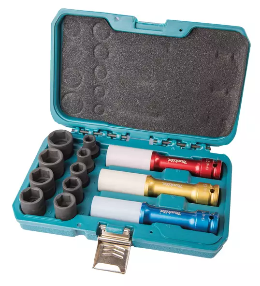 MAKITA Voimahylsylajitelma 1/2" 12-osaa P-90576 - Makita 1/2" Voimahylsyt - 088381520195 - 1