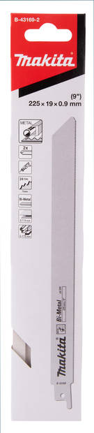 MAKITA Puukkosahanterä 225 x 0,9 mm BiM metalli 0,7-3 mm, 2 kpl (S1122AF) B-43169-2 - Puukkosahanterät - 088381559836 - 2
