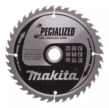 MAKITA Pyörösahanterä HM 165 mm, Z-40 B-32960 - Makita Käsipyörösahojen terät - 088381421836 - 5
