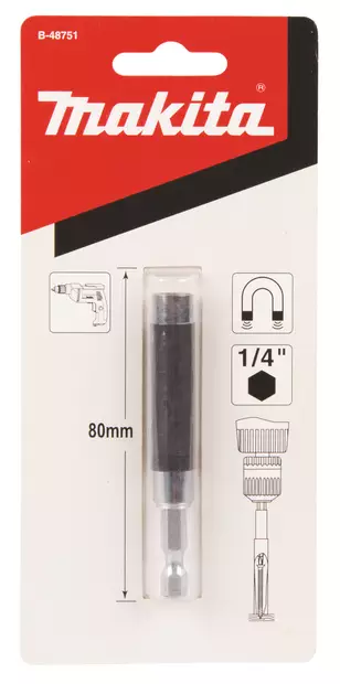 MAKITA Ruuvauskärjen pidin 1/4" 80mm, magneetti, ohjauskauluksella B-48751 - Makita Konekärjet ja bitsinpitimet - 088381455756 - 2
