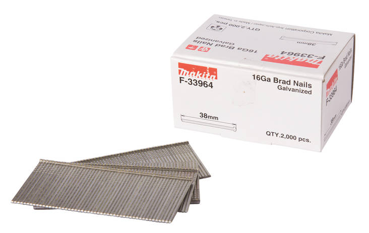 MAKITA Dyckert naula 1,6 x 38 mm, 16Ga, 2000 kpl F-33964 - Naulat, pinnit ja hakaset - 088381543866 - 1