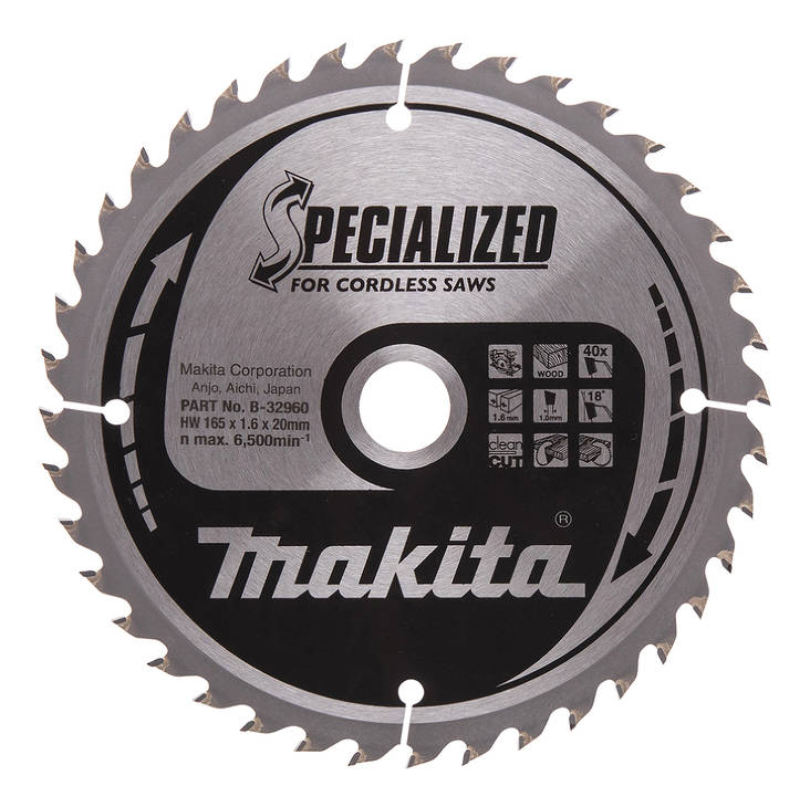 MAKITA Pyörösahanterä HM 165 mm, Z-40 B-32960 - Käsipyörösahojen terät - 088381421836 - 5