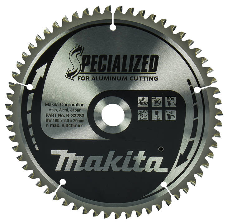 MAKITA Pyörösahanterä HM 190 mm, Z-60 B-33283 / B-09612 - Jiiri- ja pöytäsahojen terät - 088381337656 - 5
