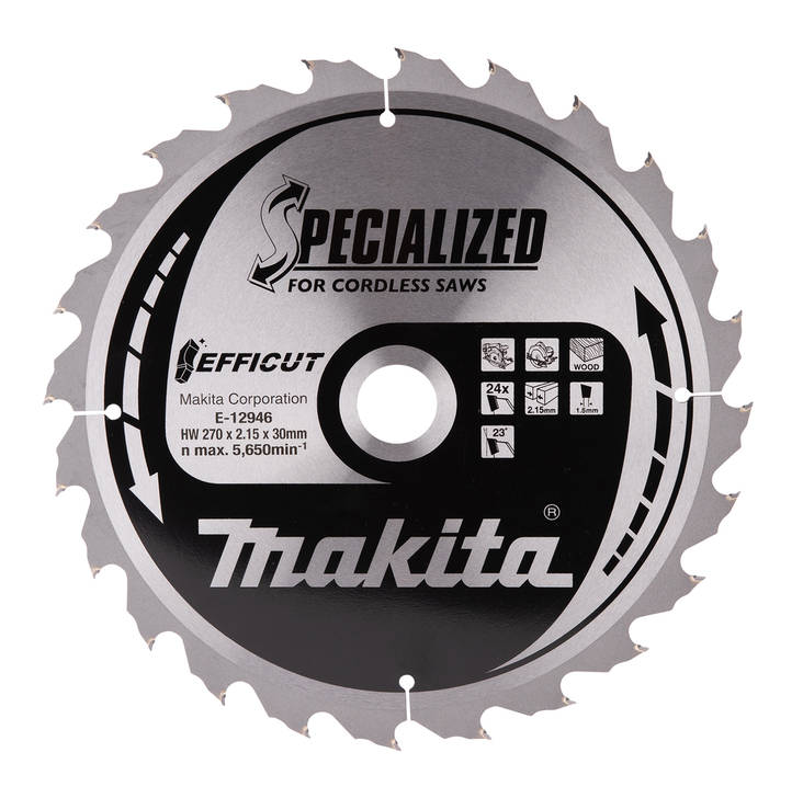MAKITA Pyörösahanterä HM 270x30x2,15 mm, Z-24 E-12946 - Käsipyörösahojen terät - 088381589956 - 1