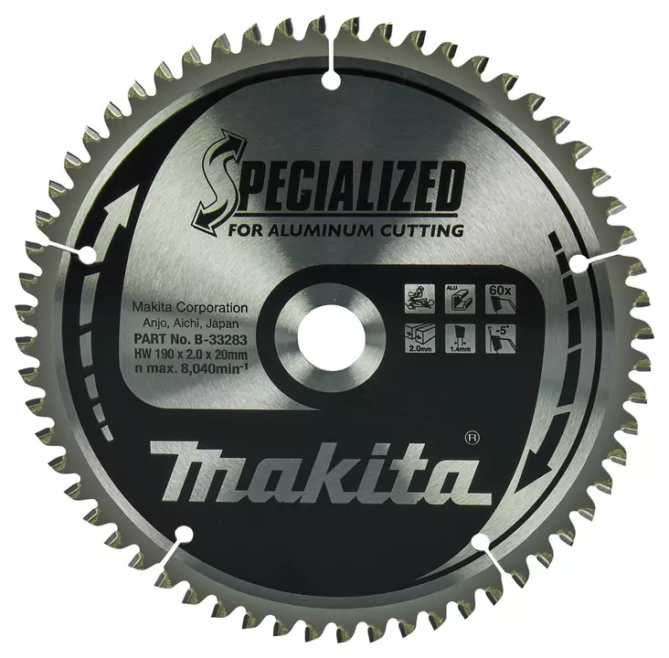 MAKITA Pyörösahanterä HM 190 mm, Z-60 B-33283 / B-09612 - Makita Jiiri- ja pöytäsahojen terät - 088381337656 - 5