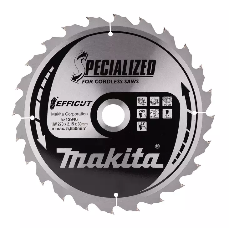 MAKITA Pyörösahanterä HM 270x30x2,15 mm, Z-24 E-12946 - Makita Käsipyörösahojen terät - 088381589956 - 1