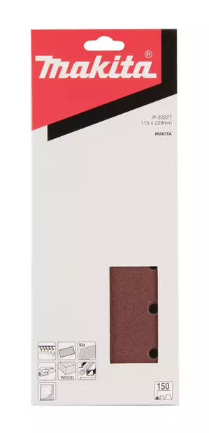 MAKITA Hiomapaperi tarrakiinnitys 115 x 232 K150, 10 kpl P-33227 - Makita Hiomapaperit - 088381961387 - 2