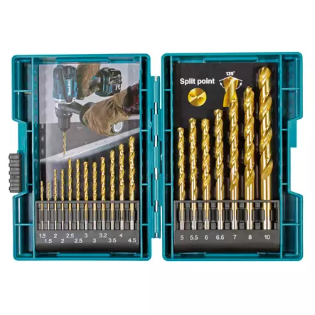 MAKITA Metalliporanteräsarja HSS-TIN, 19-osaa B-67795 - Makita Poranterä- ja konekärkisarjat - 088381543927 - 1
