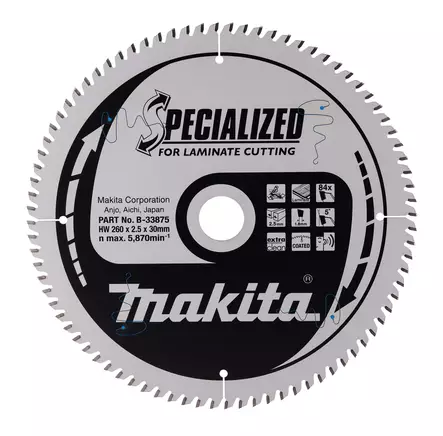 MAKITA Pyörösahanterä HM 260 mm, Z-84 B-33875 - Makita Jiiri- ja pöytäsahojen terät - 088381422727 - 5