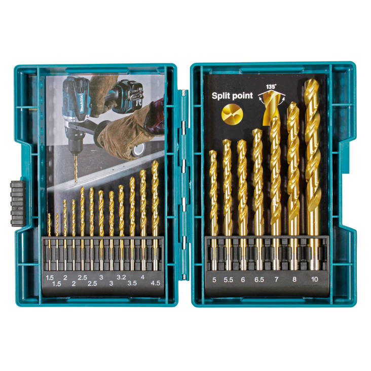 MAKITA Metalliporanteräsarja HSS-TIN, 19-osaa B-67795 - Poranterä- ja konekärkisarjat - 088381543927 - 1