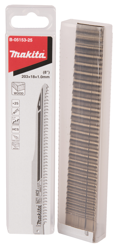 MAKITA Puukkosahanterä HCS 200 x 1,0 mm, Puu nopea sahaus, 25 kpl B-05153-25 - Puukkosahanterät - 088381485937 - 1