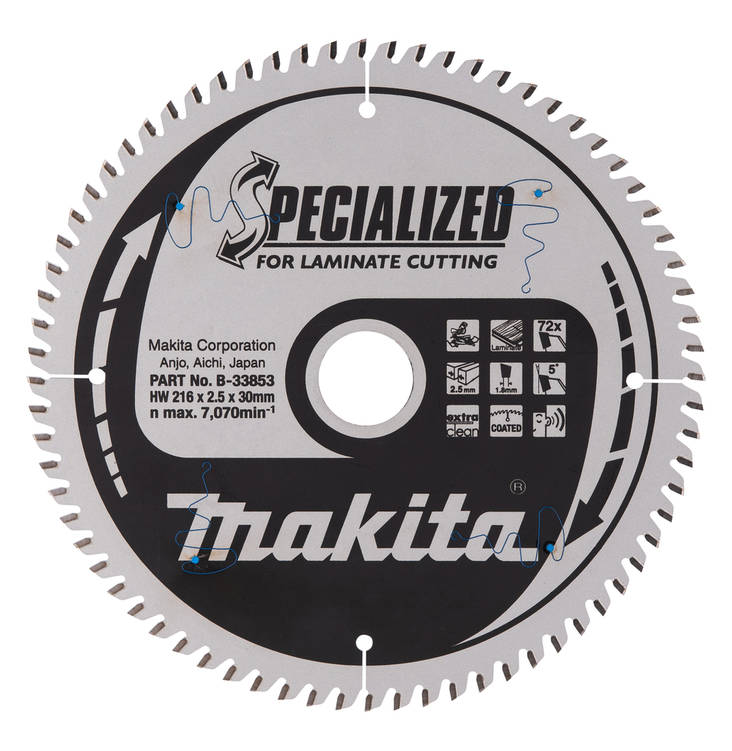 MAKITA Pyörösahanterä HM 216 mm, Z-72 B-33853 / B-29474 - Jiiri- ja pöytäsahojen terät - 088381416627 - 4